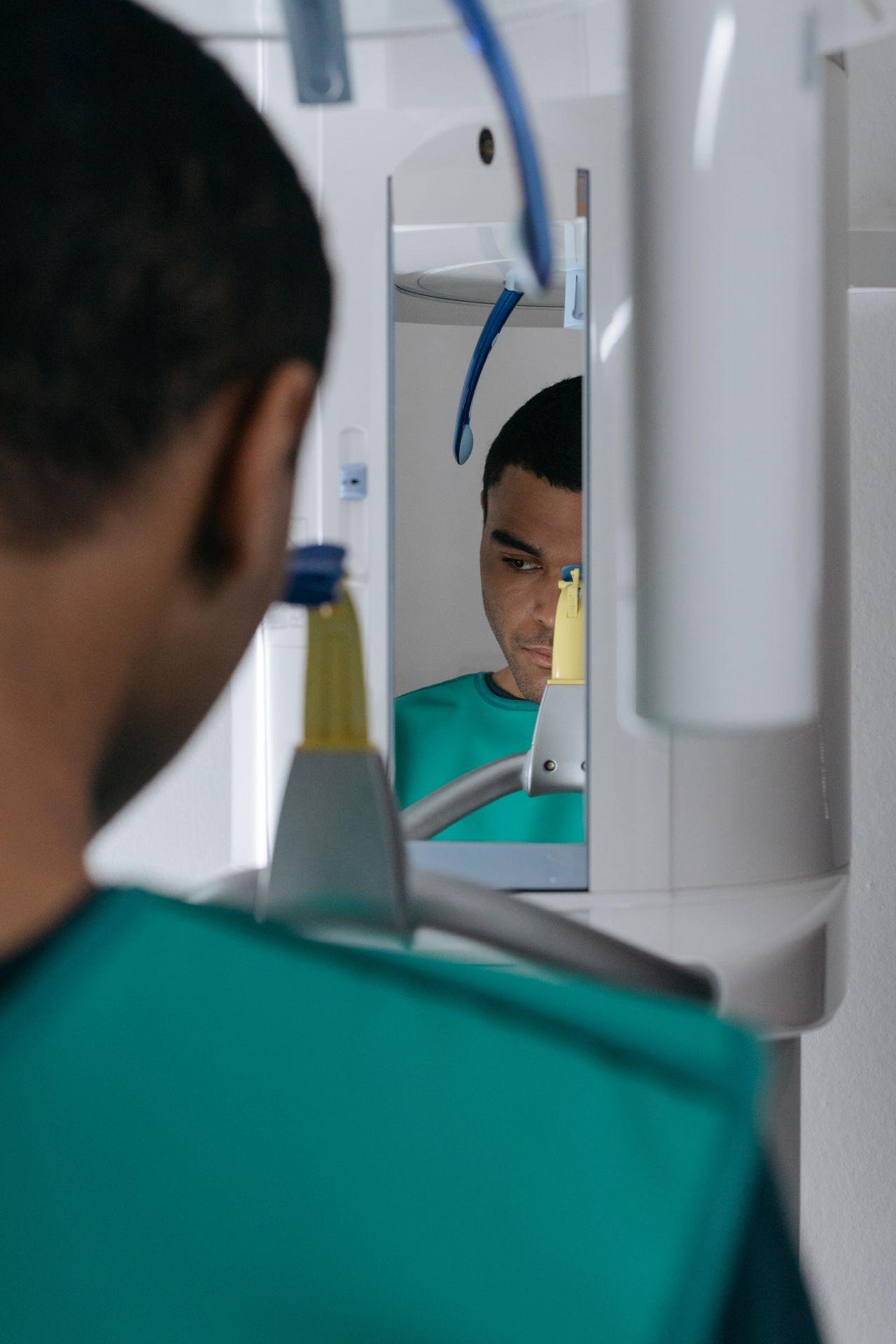 Patient in the dental chair during a checkup